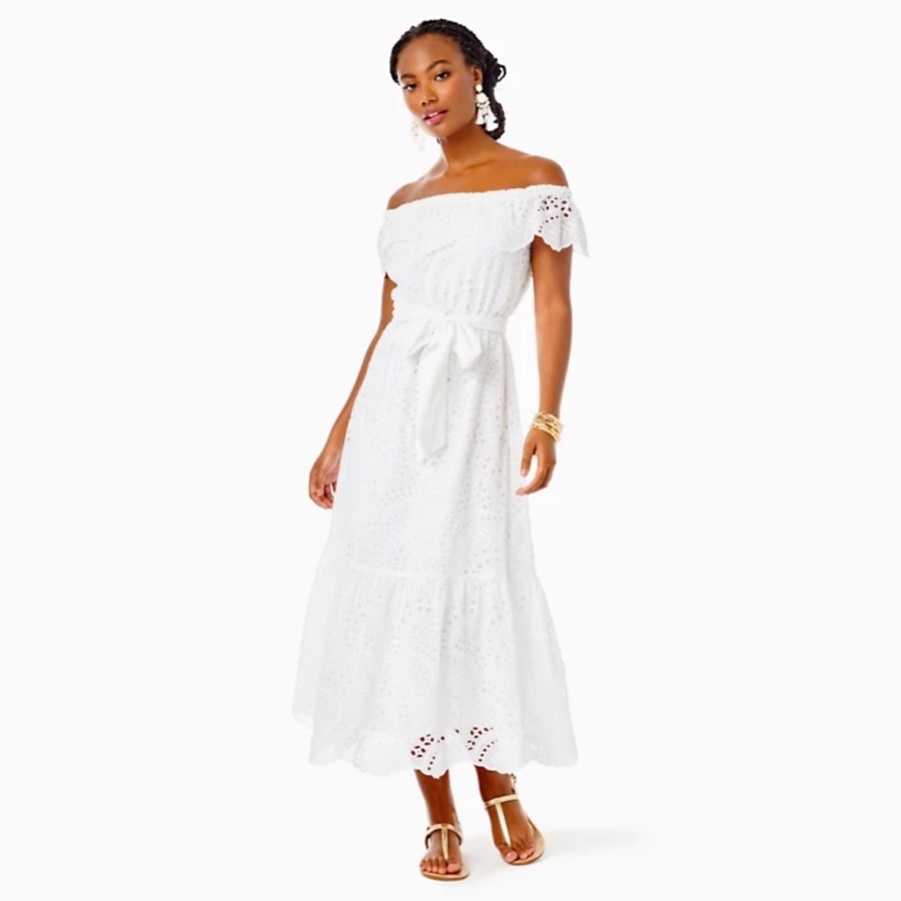 Lily Pulitzer Geri Off The shoulder White Dress